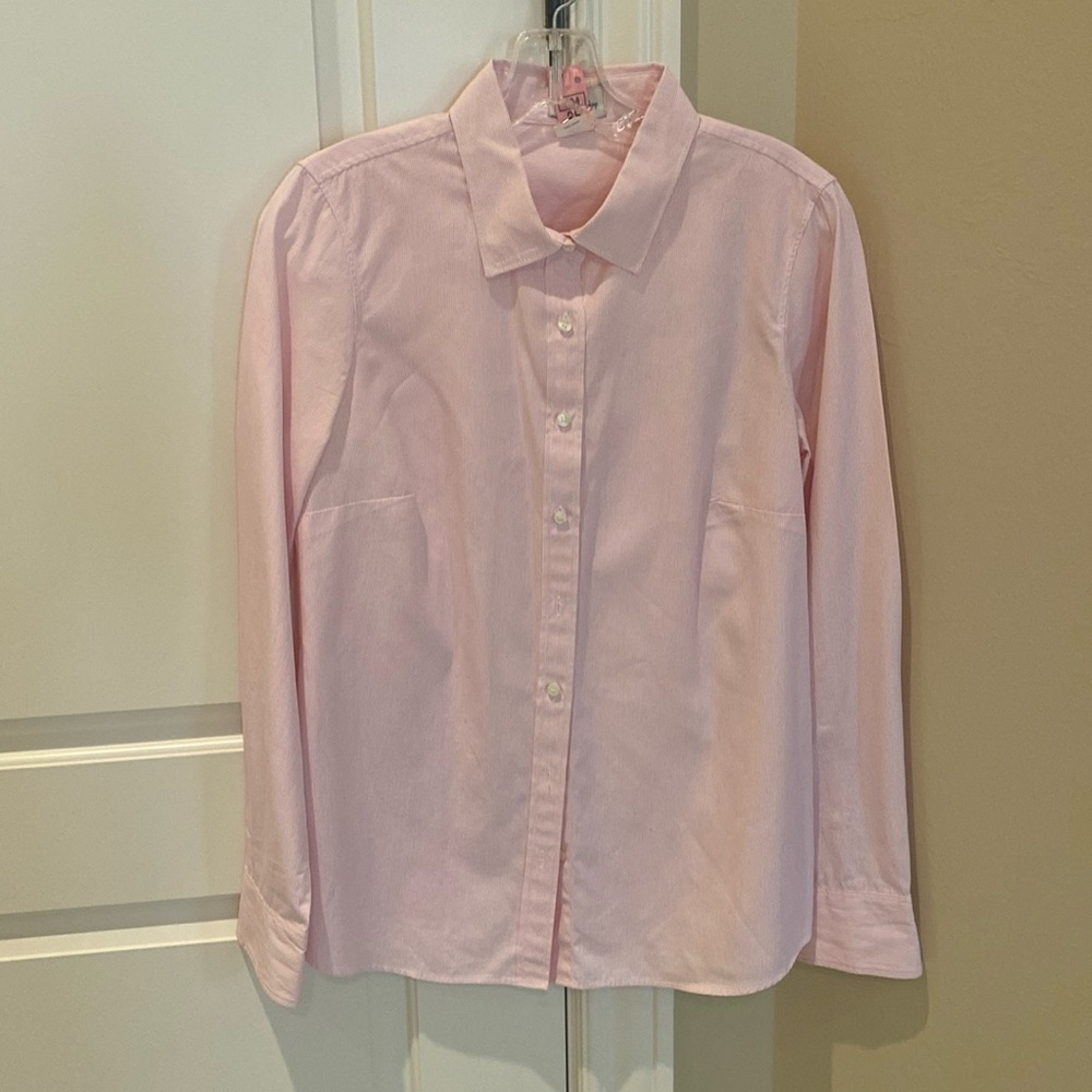 J.Crew Haberdashery pink and white pinstriped, button-down shirt size small